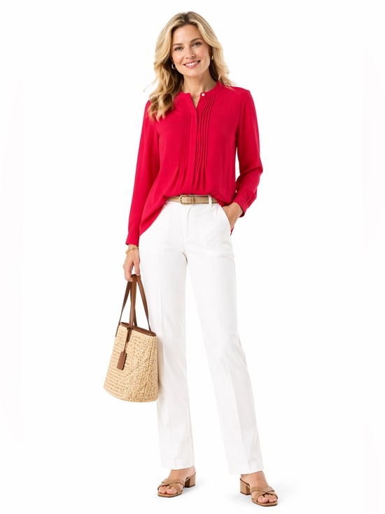 Banana Republic Tops - Banana Republic Red Pintuck Blouse